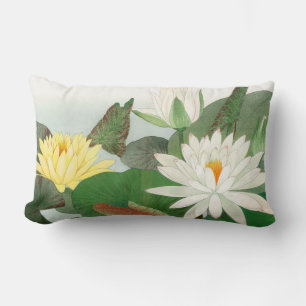 Coussin Rectangle Nymphaea lotus, gravure sur bois japonaise, 1917