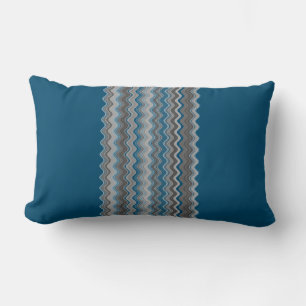 Coussin Rectangle Océan Bleu Argent gris gris gris Wavy Zigzag Motif
