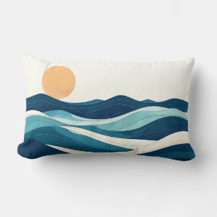 Coussin Rectangle Ocean Waves Mug Minimalist Coastal Line Art pillow