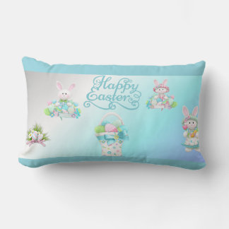 Coussin Rectangle Oeufs de Pâques Pastel et Mug de lapin