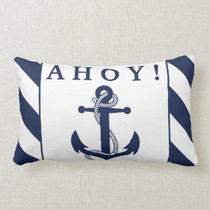 Coussin Rectangle Oh ! Rayures nautiques de bleu marine et de blanc