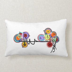 Coussin Rectangle oiseaux abstraits sur une barrière