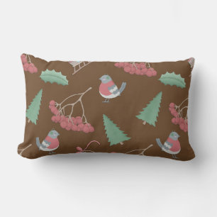 Coussin Rectangle Oiseaux de Noël et traîneau