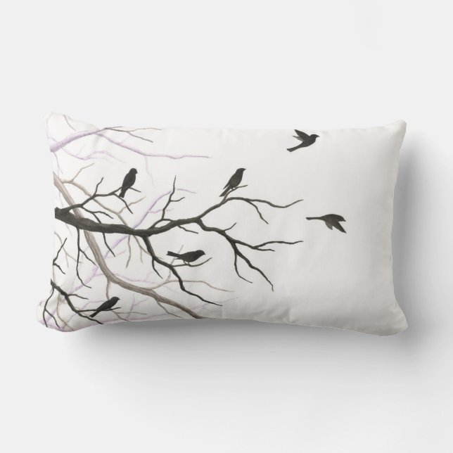 Coussin Rectangle Oiseaux et carreau de branches (Recto)