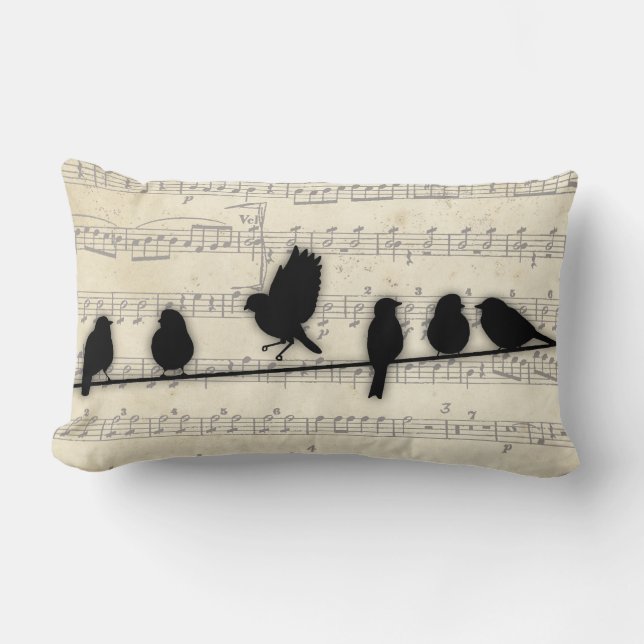 Coussin Rectangle Oiseaux sur un fil (Recto)
