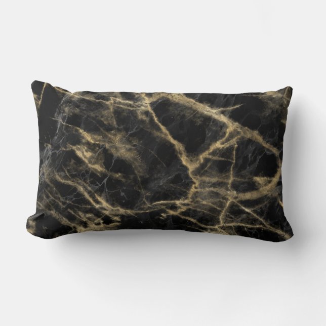 Coussin Rectangle Or Abstrait et marbre noir (Recto)