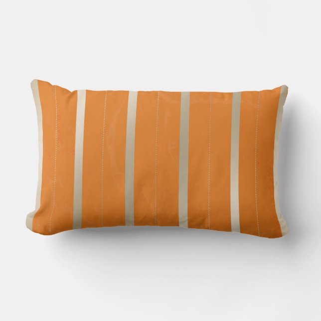 Coussin Rectangle Orange et Silver Stripes Lancer l'oreiller (Recto)