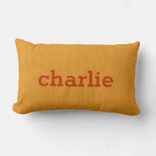 Coussin Rectangle Orange/Yellow Stripes personnalisé monogramme lanc
