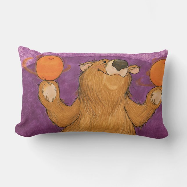 Coussin Rectangle Oranges de rotation d'ours/coussin (Recto)