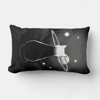 Coussin Rectangle Orbiting Cosmic Cat  Pillow — Minimalist Design