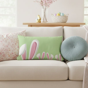 Coussin Rectangle Oreilles de lapin de Pâques mignonnes modernes