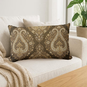 Coussin Rectangle Orné Classique Perse Paisley Luxe Or Vieilli