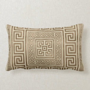 Coussin Rectangle Ornement principal grec - méandre grec - or en
