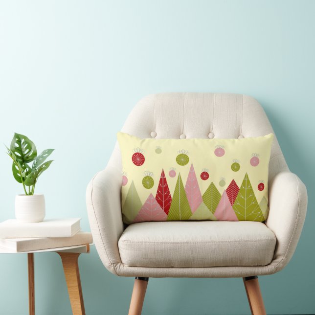 Coussin Rectangle Ornements et arbres Noël (Chaise)