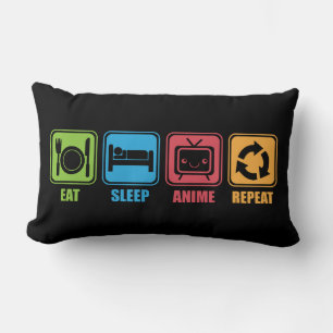 Coussin Rectangle Otaku - mangez, dormez, Anime, répétition - Mang