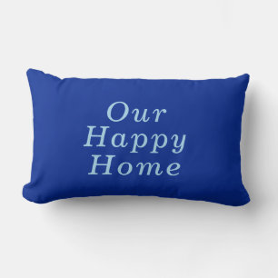 Coussin Rectangle "Our Happy Home" Cobalt & Blue Cosy tendance