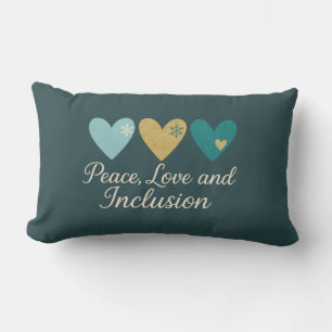 Coussin Rectangle Paix, Amour et Inclusion   Fêtes Inclusives