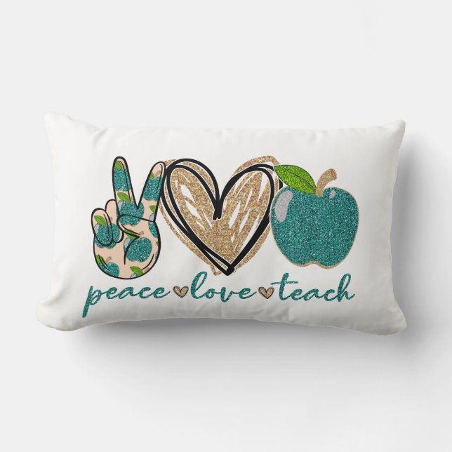 Coussin Rectangle Paix et amour de l'enseignant (Recto)