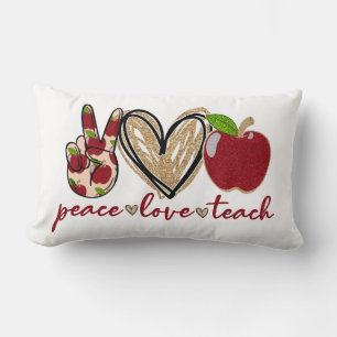 Coussin Rectangle Paix et amour de l'enseignant
