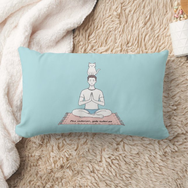 Coussin Rectangle Paix Intérieure, Chat Extérieur (Couverture)