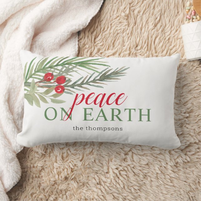 Coussin Rectangle Paix sur Terre Festive Noël vert (Couverture)