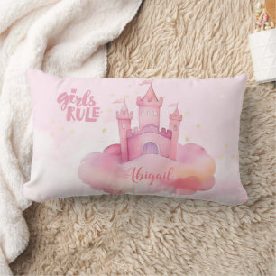 Coussin Rectangle Palais de la Girl Rule sur le nuage rose