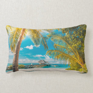 Coussin Rectangle Palmiers sur un beau coucher du soleil