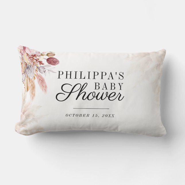 Coussin Rectangle Pampas Grass Floral Terracotta Girl Baby shower (Recto)