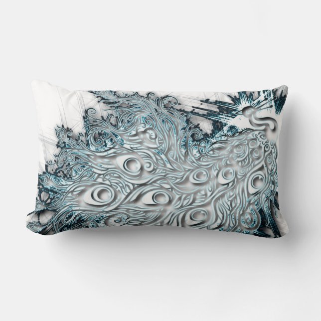 Coussin Rectangle Paon (Recto)