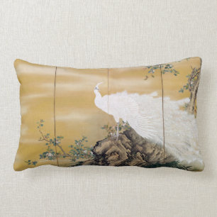 Coussin Rectangle Paon de blanc de Mochizuki Gyokkei