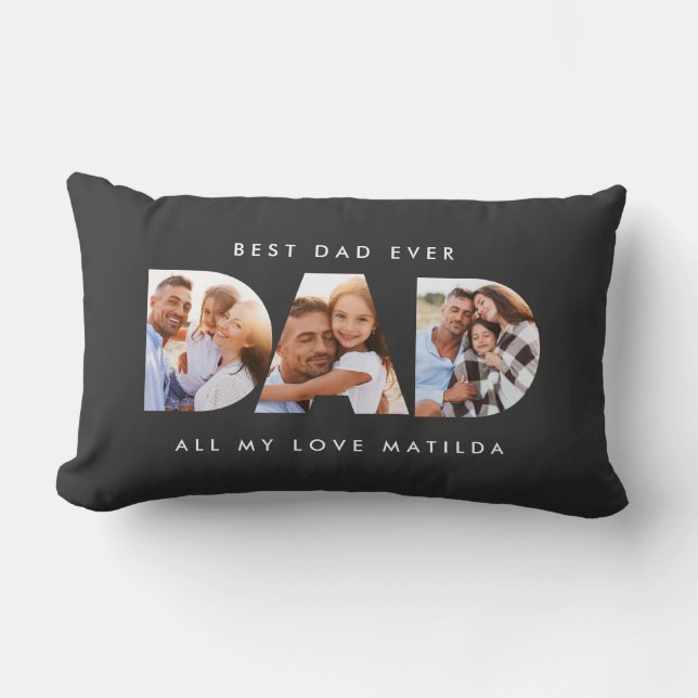 Coussin Rectangle Papa photo typographie moderne cadeau enfant (Recto)