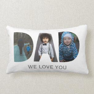 Coussin Rectangle Papa We Love You Custom Fête des pères 3 Photo Col