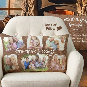 Coussin Rectangle Papé Personnalisé Rustique Noms des Grands-Pères e