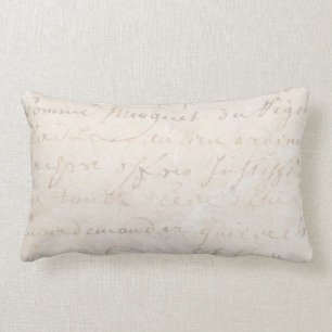 Coussin Rectangle papier parcheminé français vintage de manuscrit 