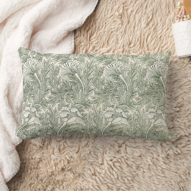 Coussin Rectangle Papier peint tulipe classique vert de William Morr (Couverture)