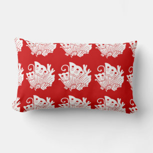Coussin Rectangle Papillon asiatique Japonais Conception Kamon