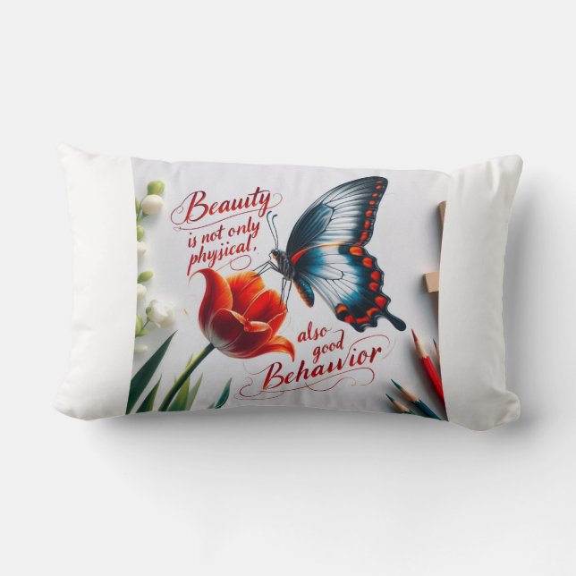 Coussin Rectangle papillon avec des mots sages (Verso)