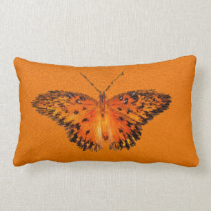 Coussin Rectangle Papillon de Passion, belles ailes en orange