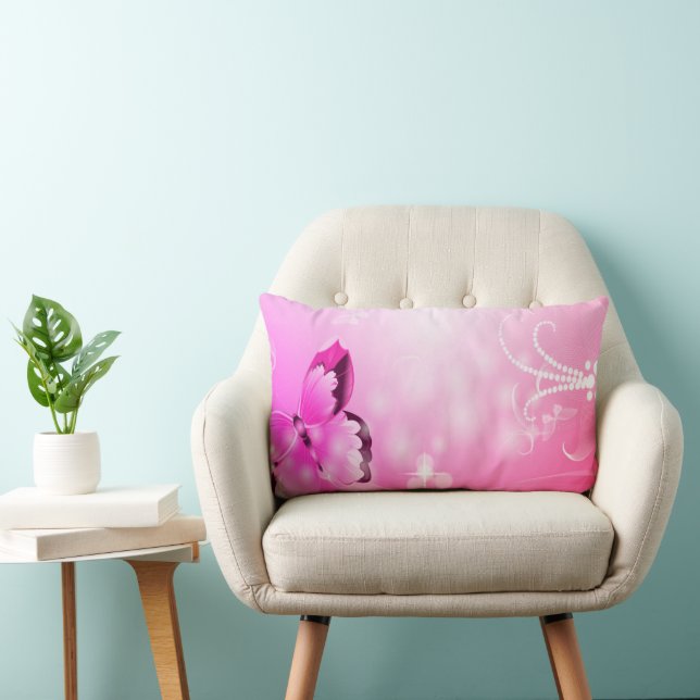 Coussin Rectangle Papillon magenta (Chaise)