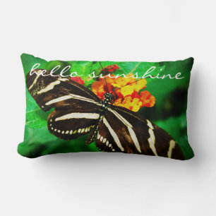 Coussin Rectangle Papillon noir blanc rayures Photo Hello Sunshine