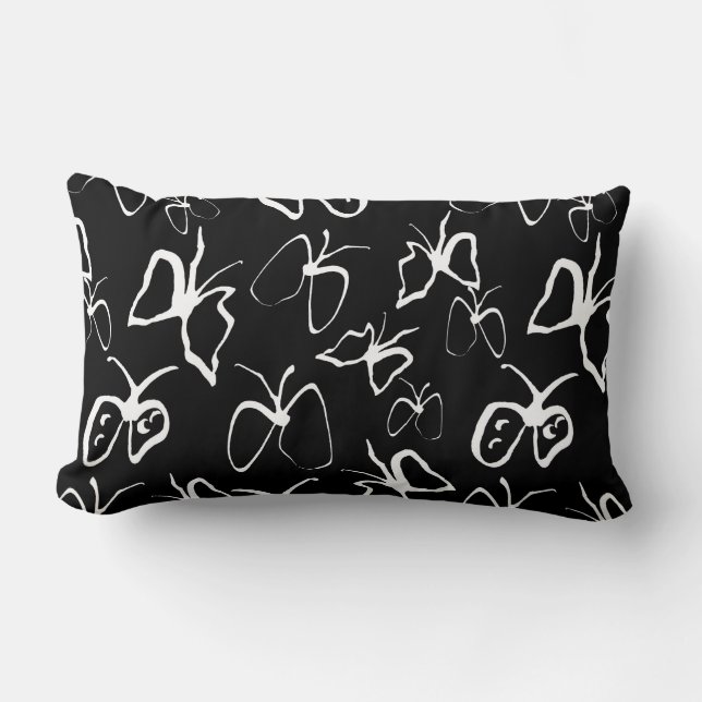 Coussin Rectangle Papillon noir et blanc (Recto)