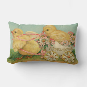 Coussin Rectangle "Pâques joyeux" Carte postale vintage, vers 1915