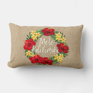 Coussin Rectangle Paradis Tropical Hawaiian Holiday Wreath Reverse