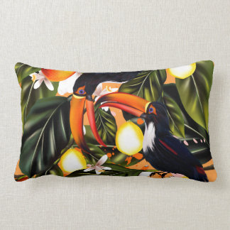 Coussin Rectangle Paradis tropical. Toucans et agrume