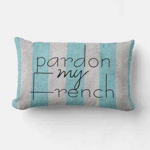 Coussin Rectangle pardon frais ma sarcelle d'hiver et gris français