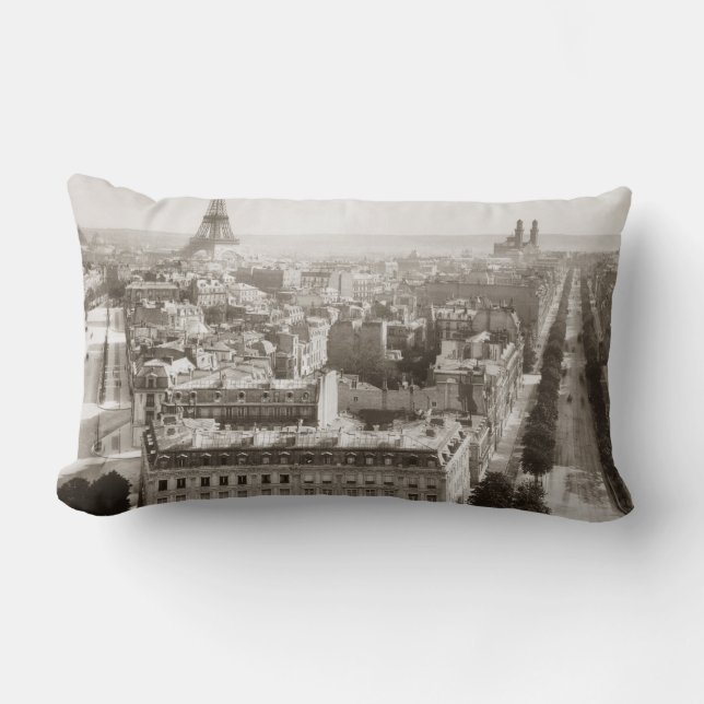 Coussin Rectangle Paris : Vue aérienne, 1900 (Recto)