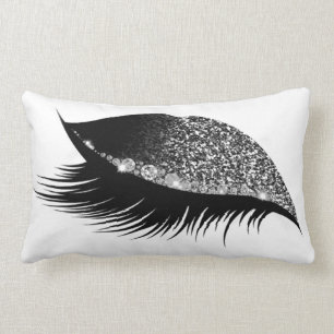 Coussin Rectangle Parties scintillant argentée grise Maquillage de s