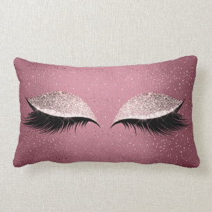 Coussin Rectangle Parties scintillant Bourgogne Lashes Yeux Rose Maq