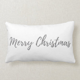 Coussin Rectangle Parties scintillant d'argent Joyeux Noël