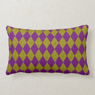 Coussin Rectangle Parties scintillant de diamants violet et or